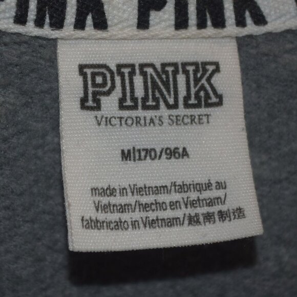 Victoria's Secret Pink Women's Sz M crewneck Logo Sweatshirt w logo tape Sleeves - Picture 2 of 6